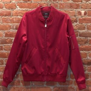 APC Bomber Jacket Mens Classic Red Satin Full Zipper Men’s Large
